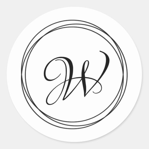 Modern circular pattern monogram classic round sticker