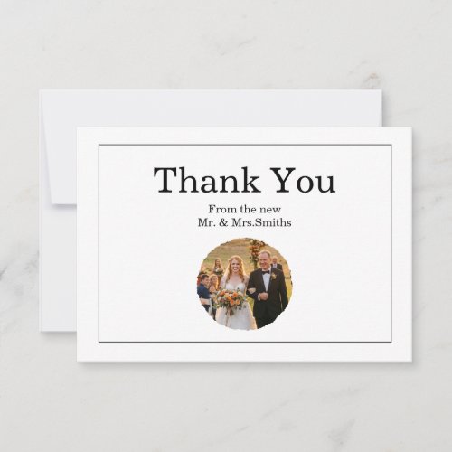 Modern Circular Photo Wedding Thank You Card
