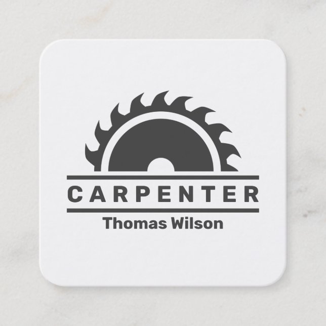 Modern circular saw cover gray white square business card (Front)