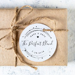 Modern Circular The Perfect Blend Wedding Favor Rubber Stamp<br><div class="desc">Custom-designed wedding favor stamp featuring modern elegant lines and dots circular "The Perfect Blend" stamp design. Personalize this wedding favor stamp with bride and groom/couple's names and wedding date. Use the stamp on gift tags,  labels,  and stickers for unique coffee or tea wedding favors/gifts.</div>