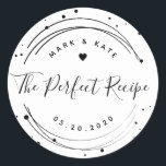 Modern Circular The Perfect Recipe Wedding Favor Classic Round Sticker<br><div class="desc">Custom-designed wedding favor stickers featuring modern elegant lines and dots design. Personalize with your own text,  names,  and wedding date. Apply on gift packagings for unique wedding favors and gifts.</div>