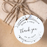 Modern Circular Wedding Favor Thank You Rubber Stamp<br><div class="desc">Custom-designed wedding favor stamp featuring calligraphy with modern lines and dots design.</div>