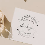 Modern Circular Wedding Favor Thank You Rubber Stamp<br><div class="desc">Custom-designed wedding favor stamp featuring calligraphy with modern lines and dots design.</div>