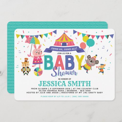 Modern Circus Baby Shower Invitation