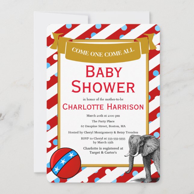 Modern Circus Carnival Baby Shower Invitation (Front)