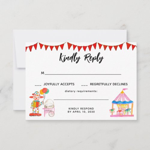 Modern Circus Carnival Festival Show Birthday RSVP Card