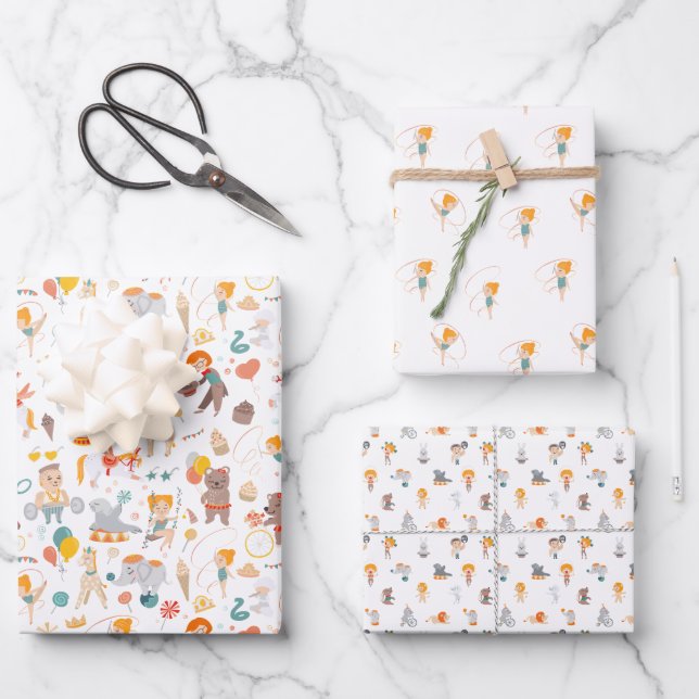 Modern Circus Fun Wrapping Paper Sheets (Front)
