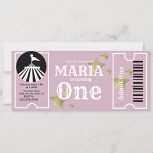 Modern Circus Stars Birthday Ticket Party Invitation