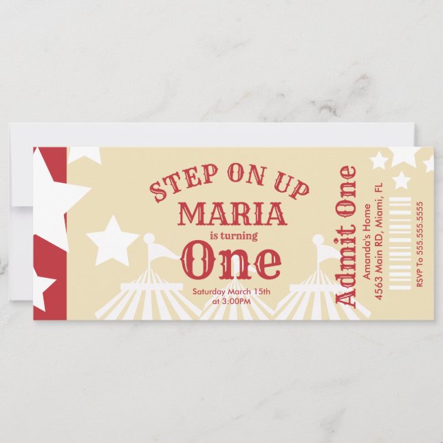 Modern Circus Tent Birthday Ticket Party   Invitation (Front)