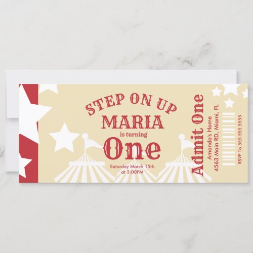 Modern Circus Tent Birthday Ticket Party   Invitation