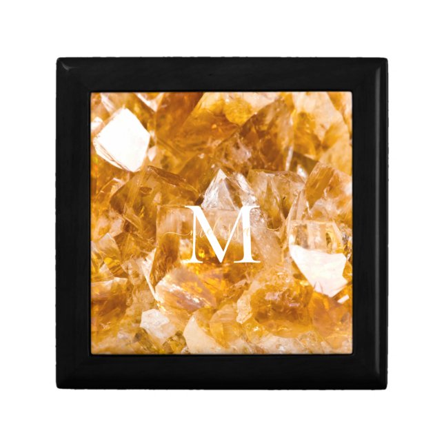 Modern Citrine Birthstone Monogram Personalized Gift Box (Front)
