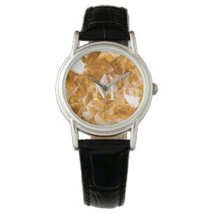 Modern Citrine Birthstone Monogram Personalized Watch