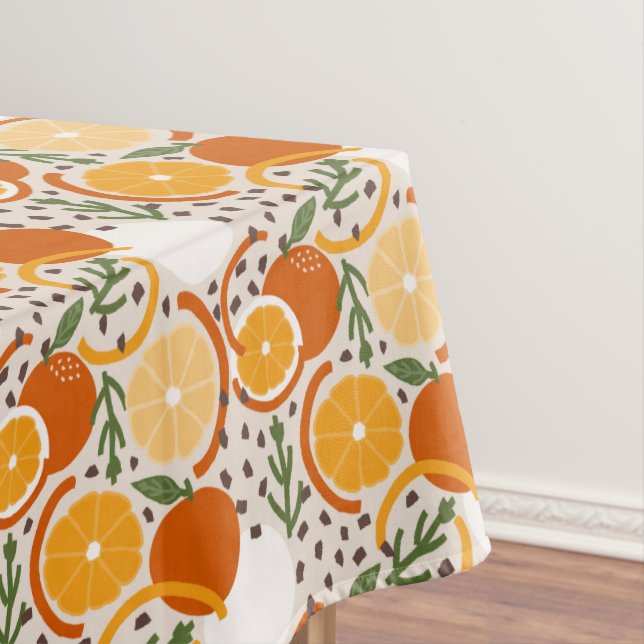 Modern Citrus Fruit Confetti Summer Retro Kitchen Tablecloth (In Situ)