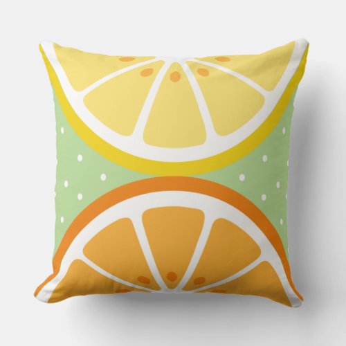 Modern Citrus Fruit Summer Throw Pillow