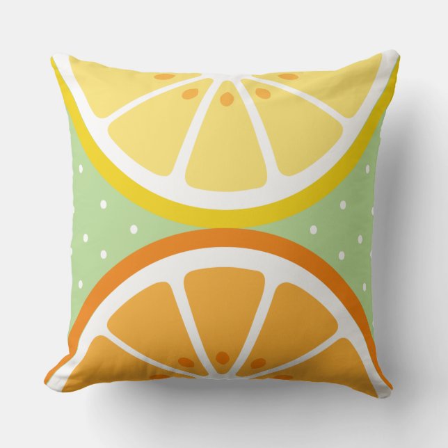 Modern Citrus Fruit Summer Throw Pillow (Front)