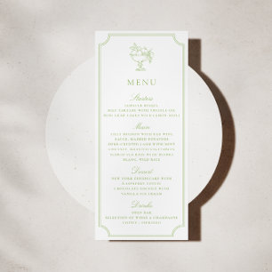 Modern Citrus Green Double Frame Wedding Menu Invitation