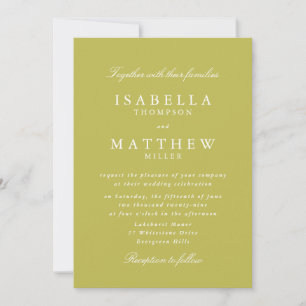 Modern Citrus Green Elegant Wedding Invitation
