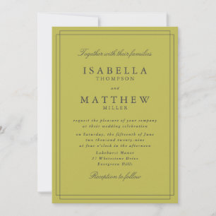 Modern Citrus Green Framed Wedding Invitation