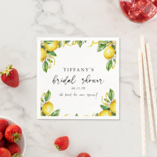Modern Citrus Lemon Bridal Shower Napkins