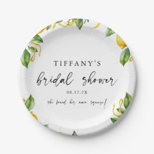 Modern Citrus Lemon Bridal Shower Paper Plates