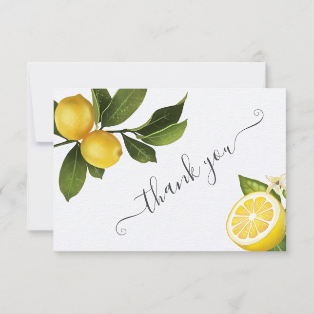 Modern Citrus Lemon Bridal Shower  Thank You Card (Front)