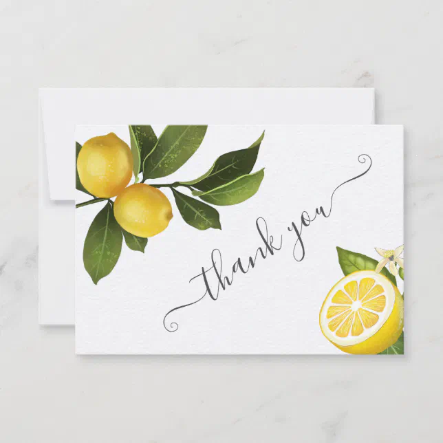 Modern Citrus Lemon Bridal Shower Thank You Card | Zazzle