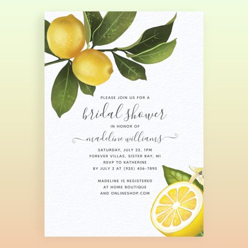 Modern Citrus Lemon Garden Bridal Shower Invitation
