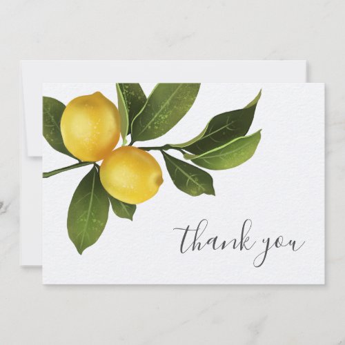 Modern Citrus Lemon Garden Bridal Shower Thank You Invitation