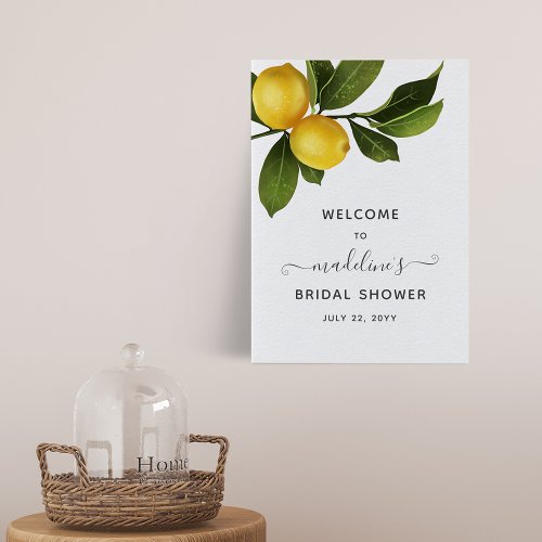 Modern Citrus Lemon Garden Bridal Shower Welcome Poster