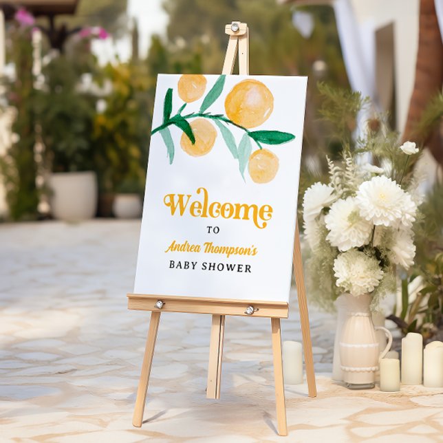 Modern Citrus Orange Retro Baby Shower Welcome Foam Board (Creator Uploaded)