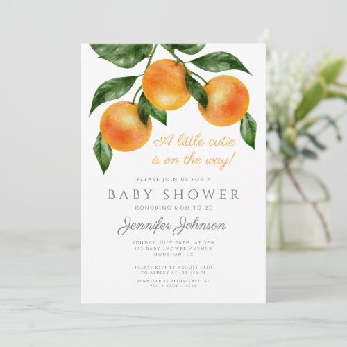 Modern Citrus Oranges Baby Shower Invitation