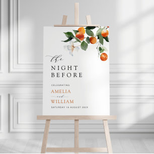 modern citrus oranges greenery wedding sign