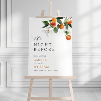 modern citrus oranges greenery wedding sign