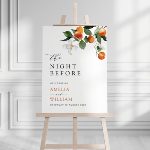 modern citrus oranges greenery wedding sign