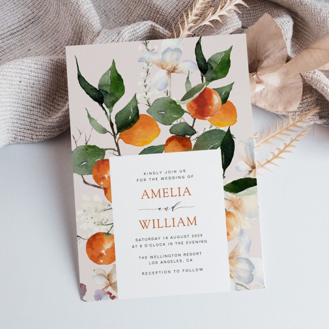 modern citrus oranges wedding invitation (Creator Uploaded)