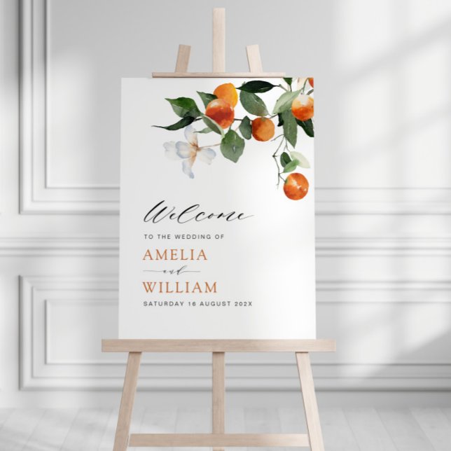 modern citrus oranges wedding welcome sign (Creator Uploaded)
