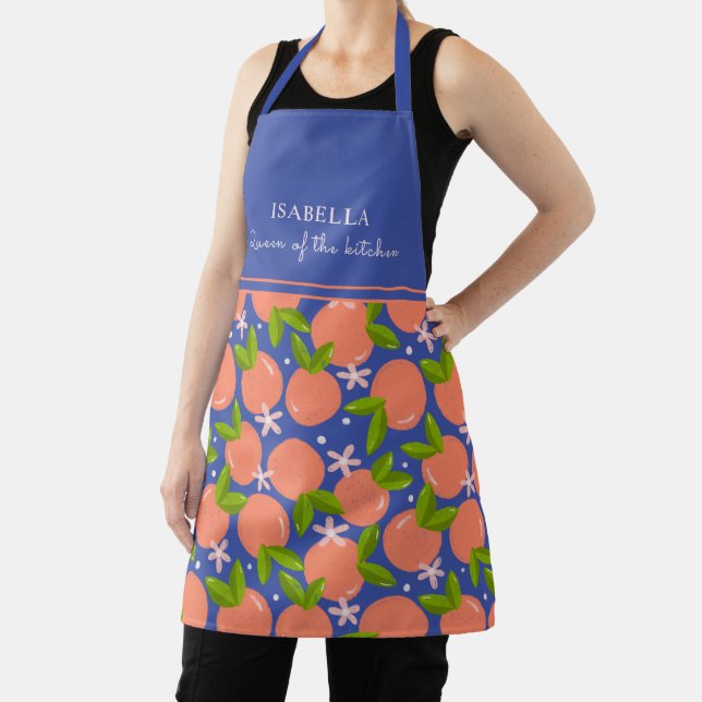 Modern Citrus Pattern Name Apron (Insitu)