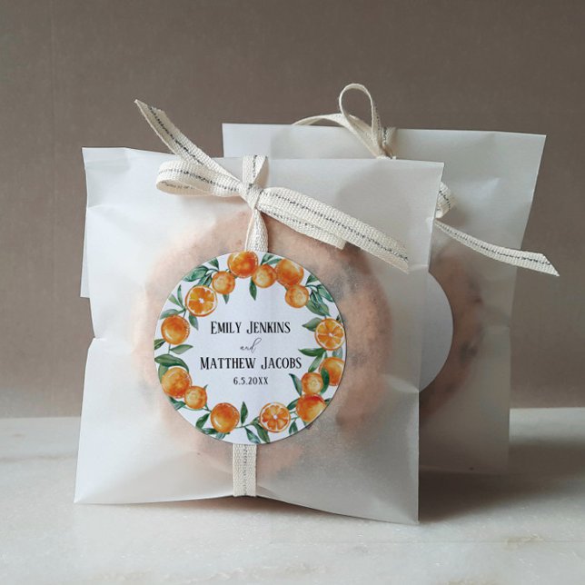 Modern Citrus-Themed Wedding Favor Stickers (Creator Uploaded)