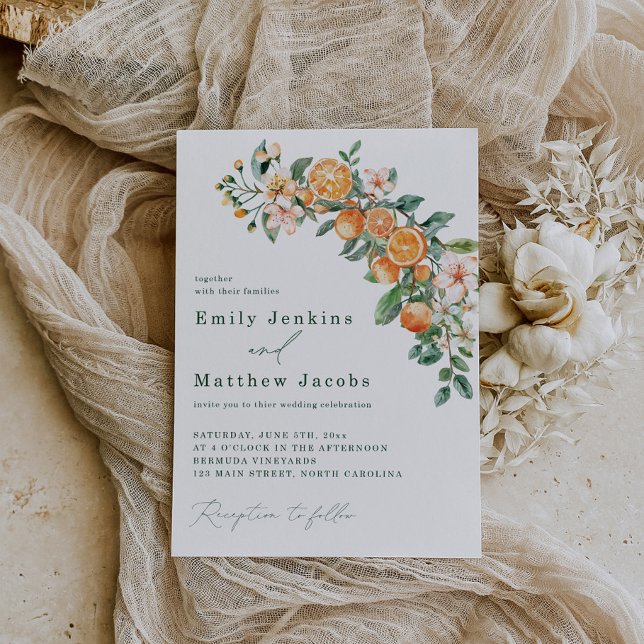  Modern Citrus-Themed Wedding Invitations Editable (Creator Uploaded)