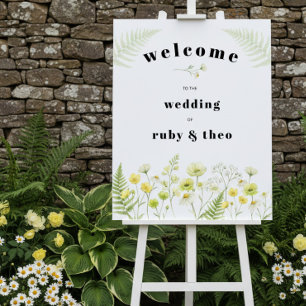 Modern Citrus Wildflower Wedding Welcome Sign