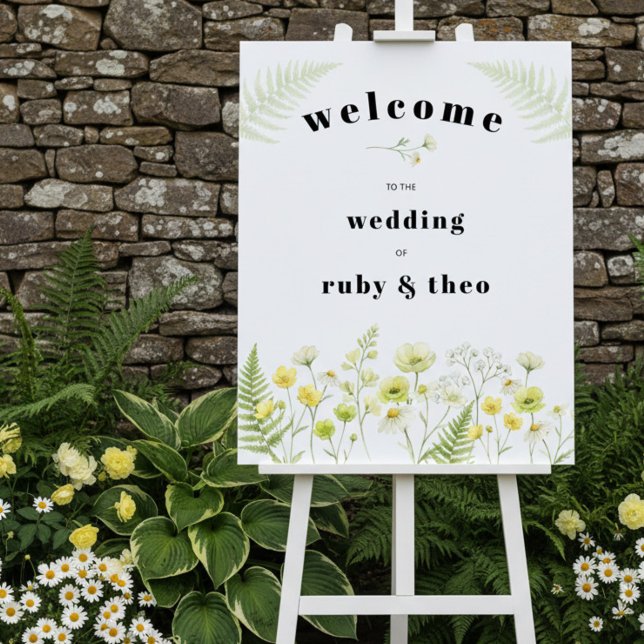 Modern Citrus Wildflower Wedding Welcome Sign (Welcome Sign from the Citrus Green Wildflower wedding collection by Darling & May)