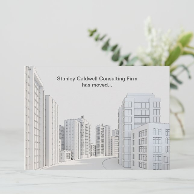Modern City Architecture Custom Business Moving Announcement (Standing Front)