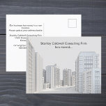 Modern City Architecture Custom Business Moving Postcard<br><div class="desc">Customize these professional moving announcement postcards for your business. A beautiful architecture line drawing of city buildings below your company's custom name and message. Our office has moved to a new building, please update your address book. Just fill out the back of this postcard with your new contact information for...</div>