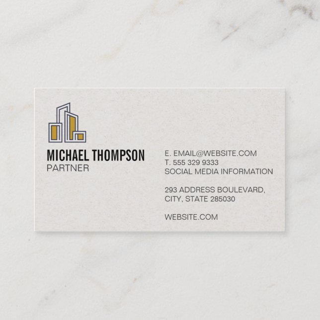 Modern City Building Logo Business Card (Back)