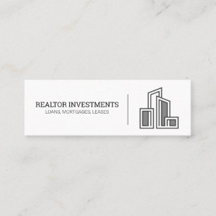 Modern City Building Logo Realtor Investor Mini Business Card