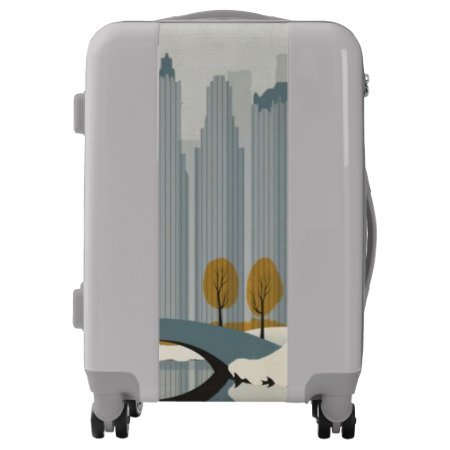 Modern City Central Park Skyscrapers Illustration Luggage