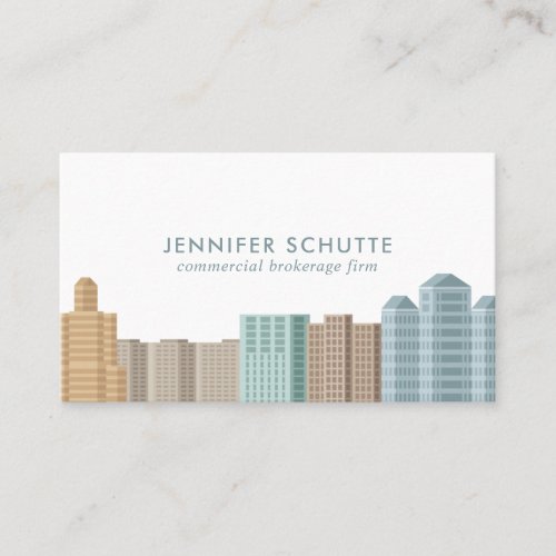 Modern City Skyline Real Estate Agent Professional Business Card