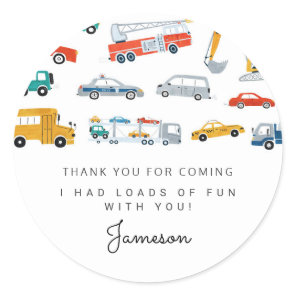 Modern City Transportation birthday Party Favor Gi Classic Round Sticker