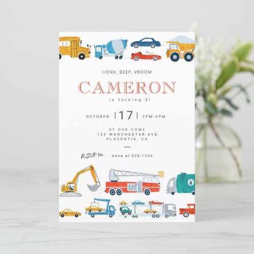 Modern City Transportation birthday Party Invitati Invitation