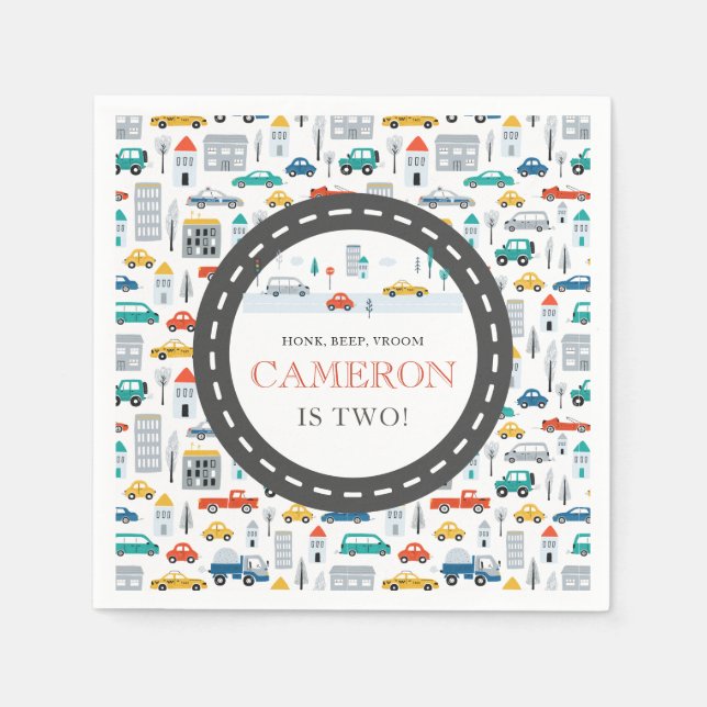 Modern City Transportation birthday Party  Napkins (Front)
